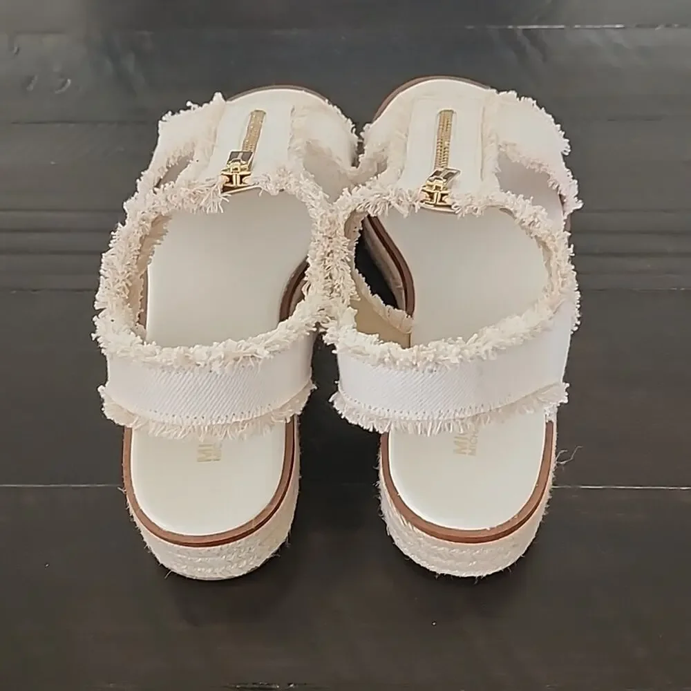 NEW - MICHAEL Michael Kors Berkley Zip Espadrille Platform Sandals Optic White 9